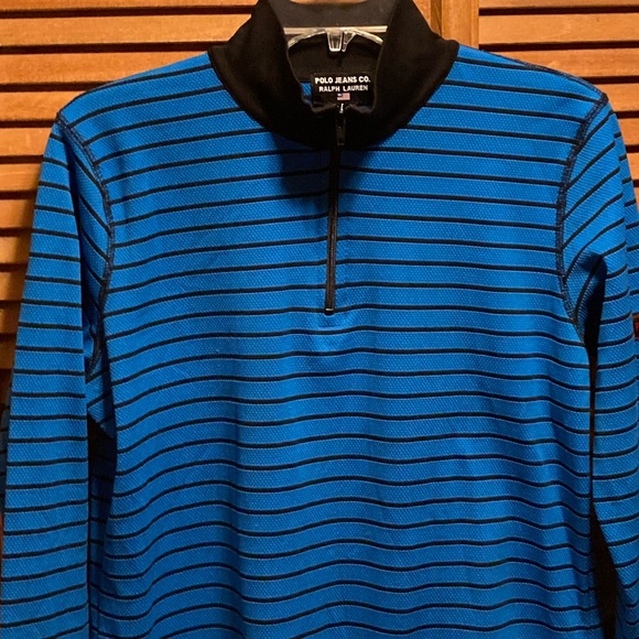 Vintage Lauren Ralph Lauren Blue/Black Striped Performance Shirt - Picture 2 of 12